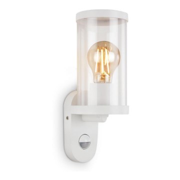 Briloner 3628-016 - Vonkajšie nástenné svietidlo so senzorom KAIRO 1xE27/12W/230V IP44 biela