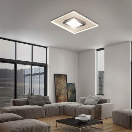 Briloner 3641-012 - LED Stmievateľné stropné svietidlo FRAME LED/30W/230V 2700-6500K matný chróm + diaľkové ovládanie