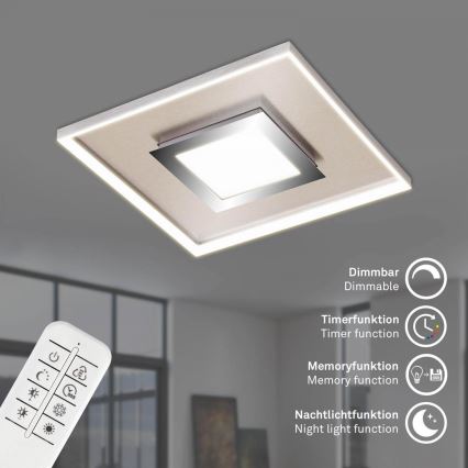 Briloner 3641-012 - LED Stmievateľné stropné svietidlo FRAME LED/30W/230V 2700-6500K matný chróm + diaľkové ovládanie