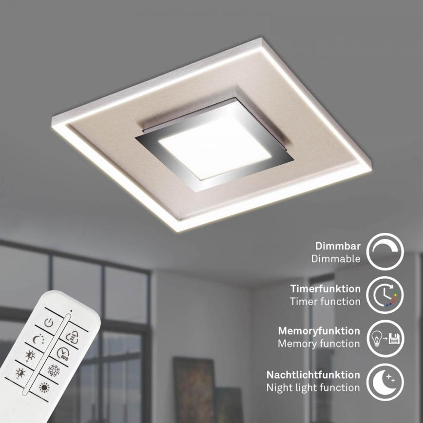 Briloner 3641-012 - LED Stmievateľné stropné svietidlo FRAME LED/30W/230V 2700-6500K matný chróm + diaľkové ovládanie