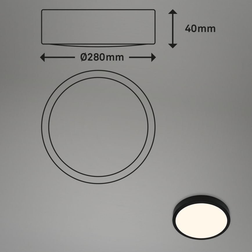 Briloner 3700-015 - LED Stropné svietidlo RUNA LED/16W/230V 3000K pr. 28 cm čierna