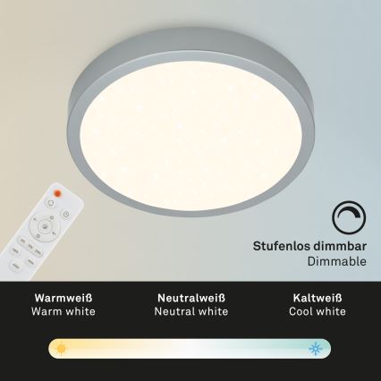 Briloner 3704-014-LED Stmievateľné stropné svietidlo RUNA LED/22W/230V 2700-6500K strieborná + diaľkové ovládanie