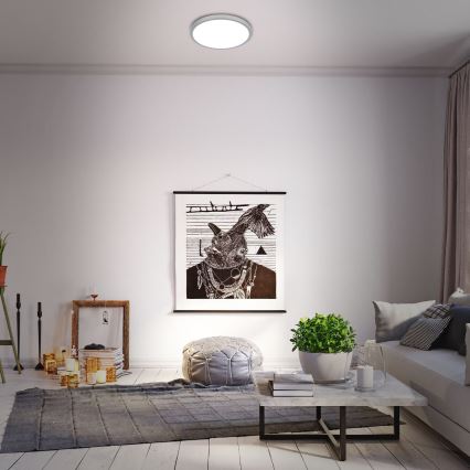 Briloner 3709-014 - LED RGBW Stmievateľné stropné svietidlo LED/22W/230V 4000K pr. 38 cm strieborná + diaľkové ovládanie