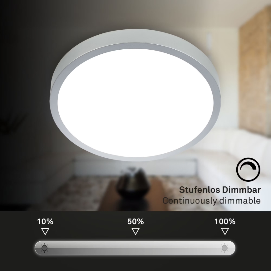 Briloner 3709-014 - LED RGBW Stmievateľné stropné svietidlo LED/22W/230V 4000K pr. 38 cm strieborná + diaľkové ovládanie
