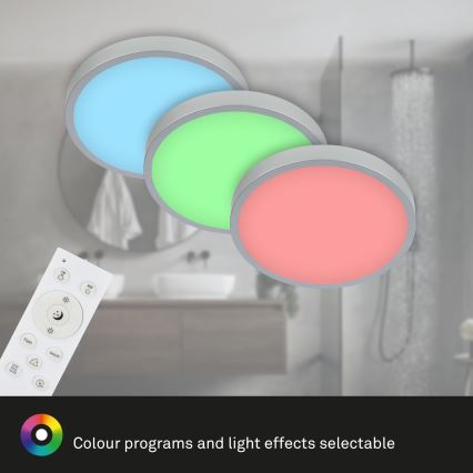 Briloner 3709-014 - LED RGBW Stmievateľné stropné svietidlo LED/22W/230V 4000K pr. 38 cm strieborná + diaľkové ovládanie