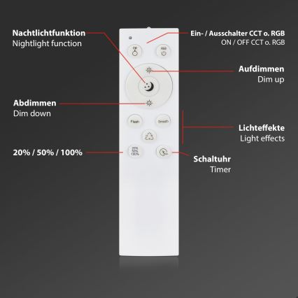 Briloner 3709-014 - LED RGBW Stmievateľné stropné svietidlo LED/22W/230V 4000K pr. 38 cm strieborná + diaľkové ovládanie