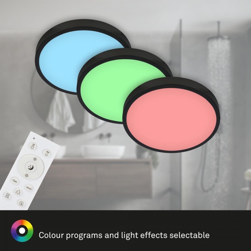 Briloner 3709-015 - LED RGBW Stmievateľné stropné svietidlo LED/22W/230V 4000K pr. 38 cm čierna + diaľkové ovládanie