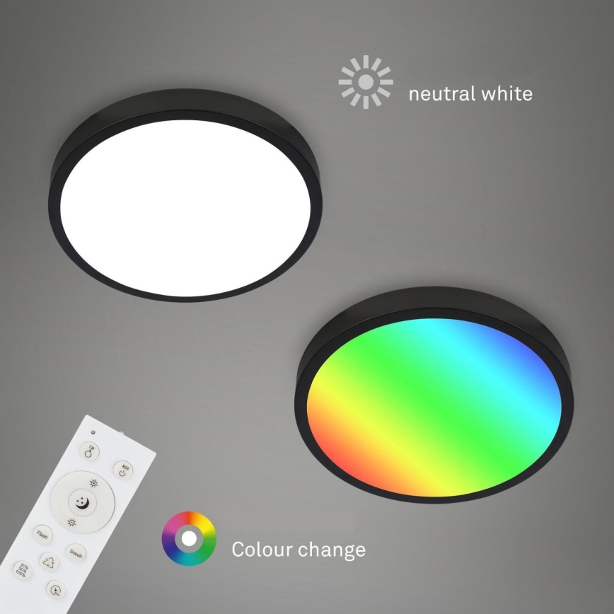 Briloner 3709-015 - LED RGBW Stmievateľné stropné svietidlo LED/22W/230V 4000K pr. 38 cm čierna + diaľkové ovládanie