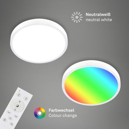 Briloner 3709-016 - LED RGBW Stmievateľné stropné svietidlo LED/22W/230V 4000K pr. 38 cm biela + diaľkové ovládanie