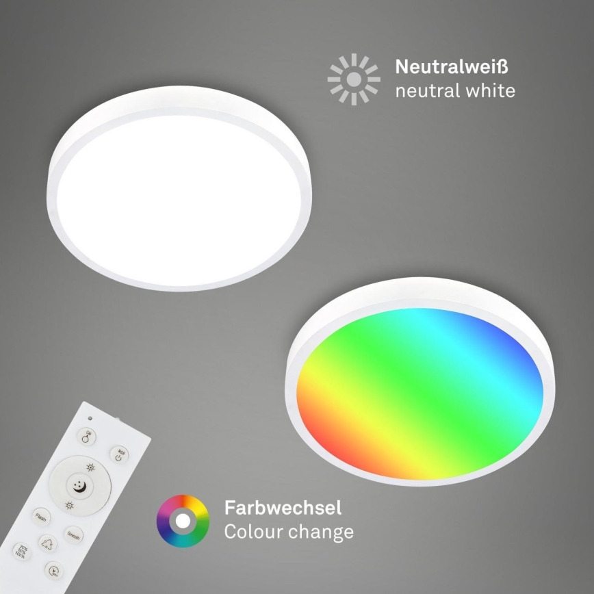 Briloner 3709-016 - LED RGBW Stmievateľné stropné svietidlo LED/22W/230V 4000K pr. 38 cm biela + diaľkové ovládanie