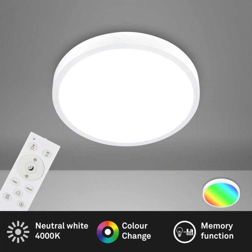 Briloner 3709-016 - LED RGBW Stmievateľné stropné svietidlo LED/22W/230V 4000K pr. 38 cm biela + diaľkové ovládanie