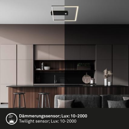 Briloner 3770-015 - LED stropné svietidlo so snímačom pohybu a súmraku FRAME LED/14W/230V 3000K 30x32 cm čierne