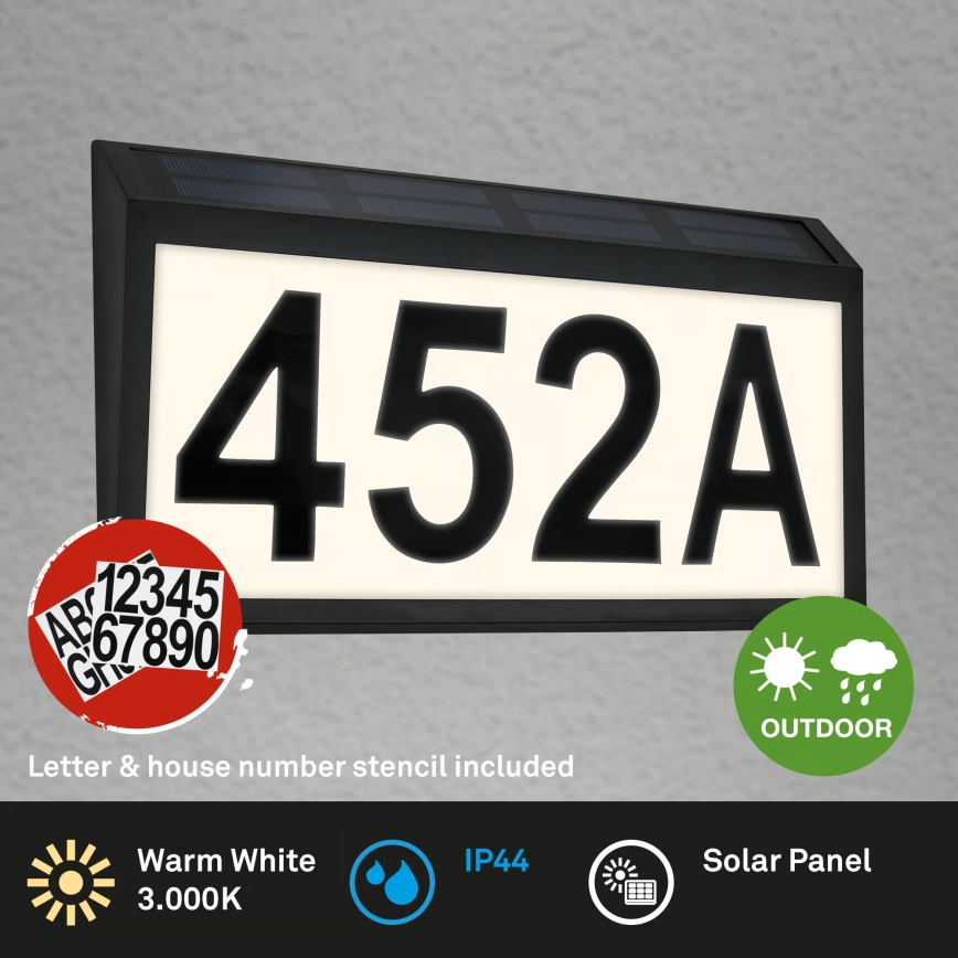 Briloner 3797015 - LED solárne domové číslo LED/0,5W/1,2V 1200 mAh IP44