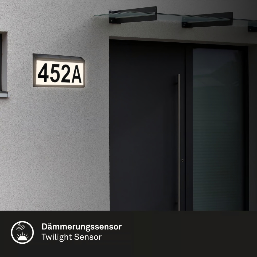 Briloner 3797015 - LED solárne domové číslo LED/0,5W/1,2V 1200 mAh IP44