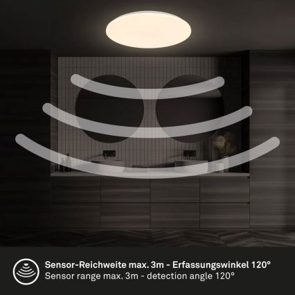Briloner 3828-016 - LED stropné svietidlo do kúpeľne s pohybovým senzorom WALK LED/24W/230V IP54 pr. 35 cm biela
