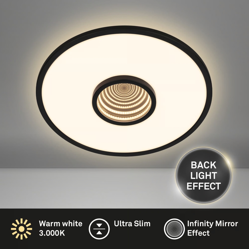 Briloner 3847015 - LED stropné svietidlo TORO LED/18W/230V pr. 42 cm čierna