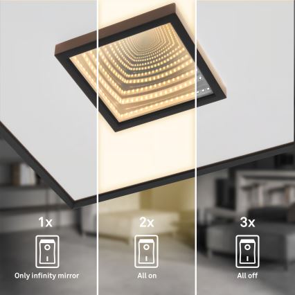 Briloner 3848015 - LED stropné svietidlo TORO LED/18W/230V 42x42 cm čierne