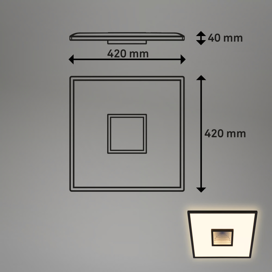 Briloner 3848015 - LED stropné svietidlo TORO LED/18W/230V 42x42 cm čierne
