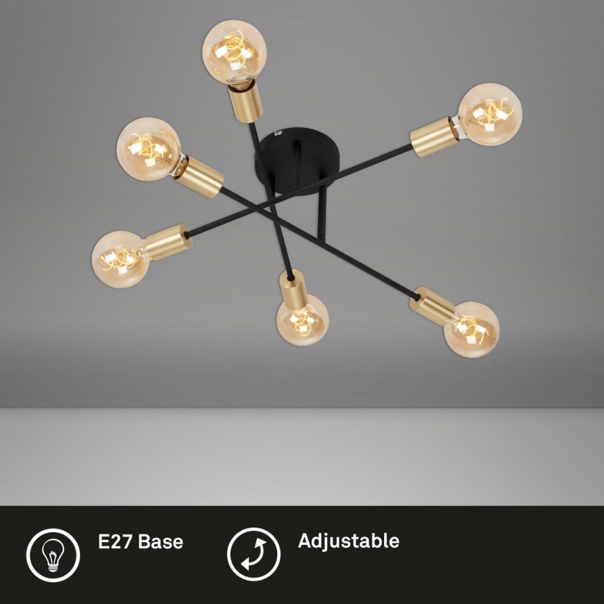 Briloner 3868-065 - LED Prisadený luster BLACK STEEL 6xE27/60W/230V
