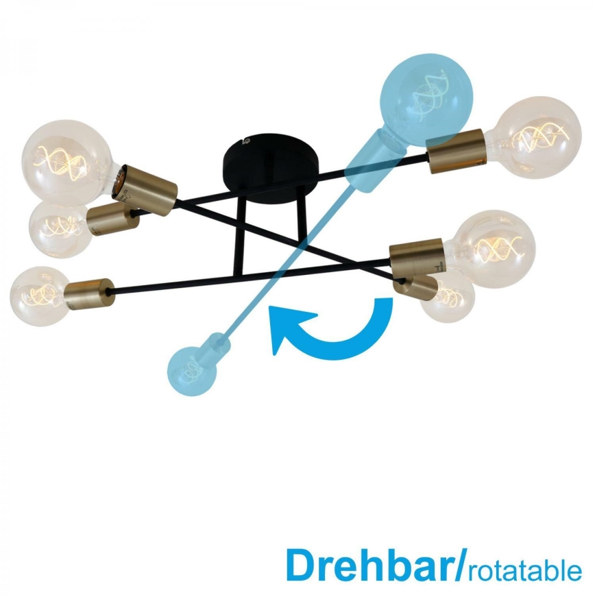 Briloner 3868-065 - LED Prisadený luster BLACK STEEL 6xE27/60W/230V