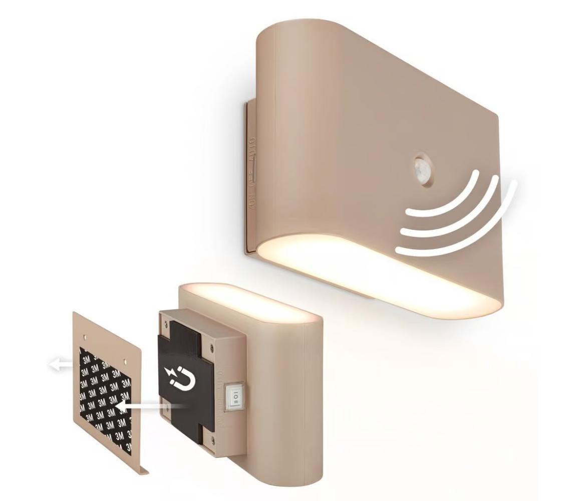 Briloner 3878011 - LED nabíjateľné nástenné svietidlo so senzorom CHAT LED/3W/5V 2000 mAh béžová 3878011