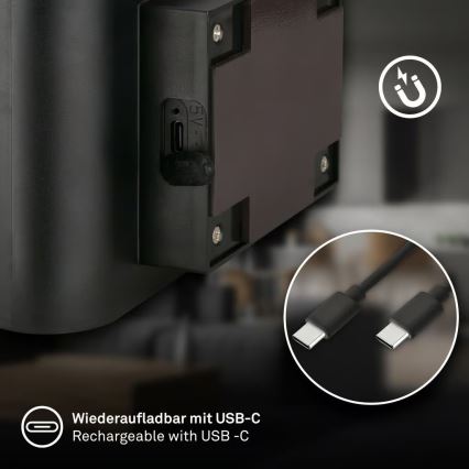 Briloner 3878015 - LED nabíjacie nástenné svietidlo s pohybovým a súmrakovým senzorom CHAT LED/3W/5V 2000 mAh čierna