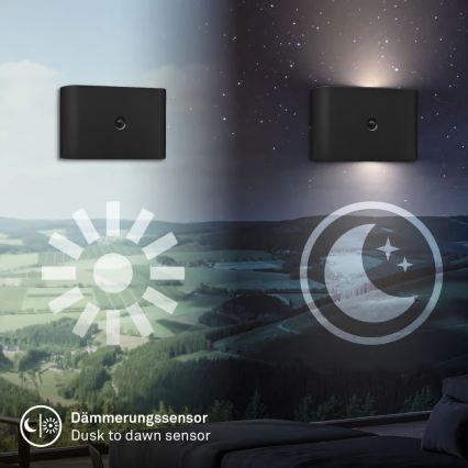 Briloner 3878015 - LED nabíjacie nástenné svietidlo s pohybovým a súmrakovým senzorom CHAT LED/3W/5V 2000 mAh čierna