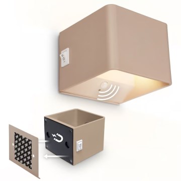 Briloner 3879011 - LED Dobíjateľné nástenné svietidlo so snímačom pohybu a súmraku BORRA LED/1,5W/5V 3600 mAh béžová