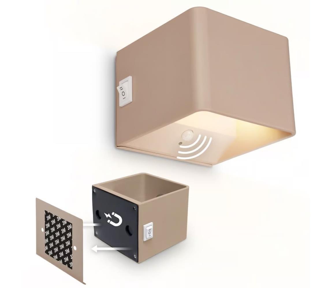 Briloner 3879011 - LED Nabíjateľné nástenné svietidlo so senzorom BORRA LED/1,5W/5V 3600 mAh béžová 3879011