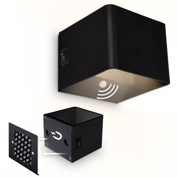 Briloner 3879015 - LED nabíjateľné nástenné svietidlo s pohybovým a súmrakovým senzorom BORRA LED/1,5W/5V 3600 mAh čierne