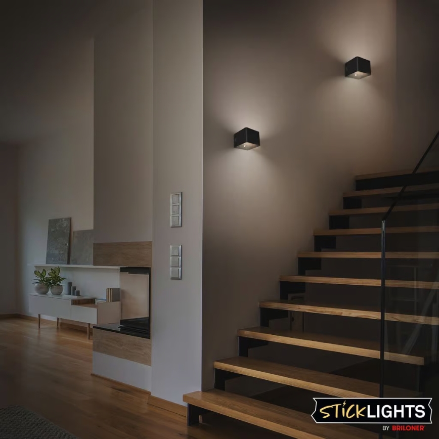 Briloner 3879015 - LED nabíjateľné nástenné svietidlo s pohybovým a súmrakovým senzorom BORRA LED/1,5W/5V 3600 mAh čierne