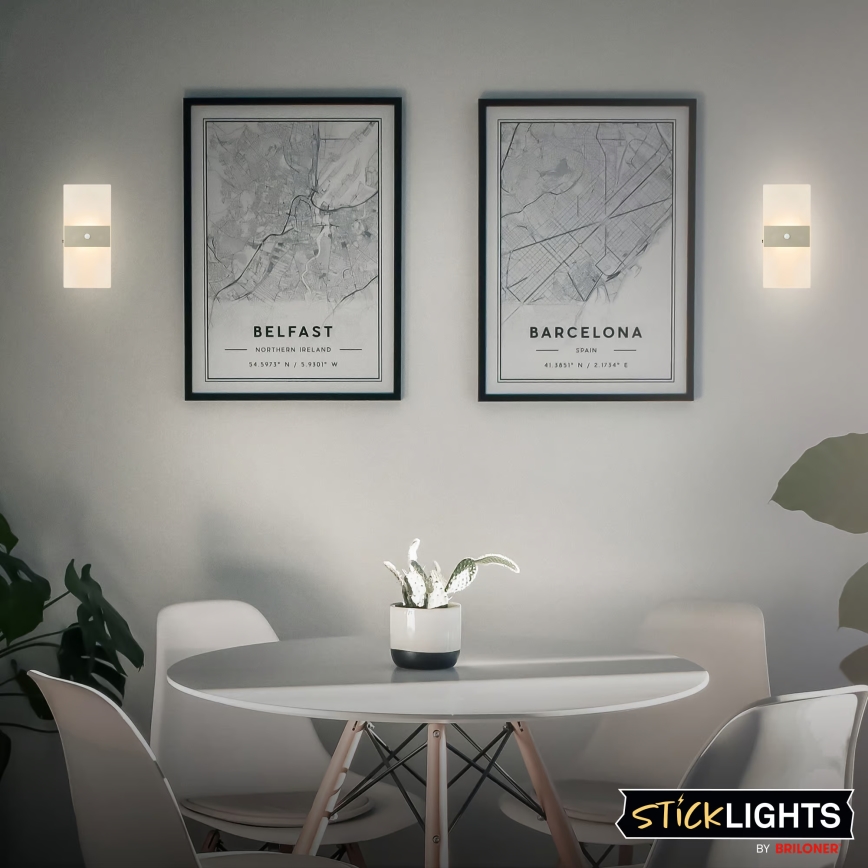 Briloner 3888012 - LED nabíjateľné nástenné svietidlo s pohybovým a súmrakovým senzorom AURA LED/2,5W/5V 1800 mAh matný chróm