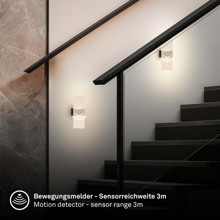 Briloner 3888012 - LED nabíjateľné nástenné svietidlo s pohybovým a súmrakovým senzorom AURA LED/2,5W/5V 1800 mAh matný chróm