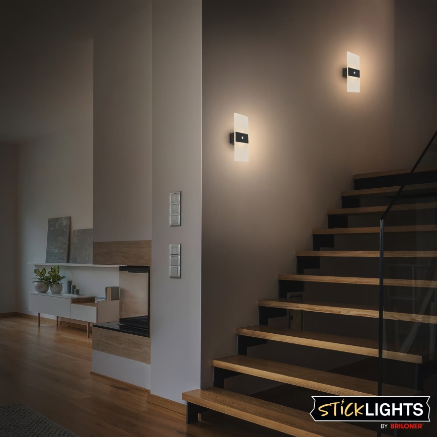 Briloner 3888015 - LED nabíjacie nástenné svietidlo s pohybovým a súmrakovým senzorom AURA LED/2,5W/5V 1800 mAh čierne