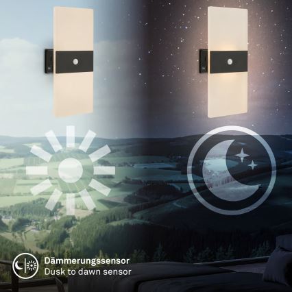 Briloner 3888015 - LED nabíjacie nástenné svietidlo s pohybovým a súmrakovým senzorom AURA LED/2,5W/5V 1800 mAh čierne