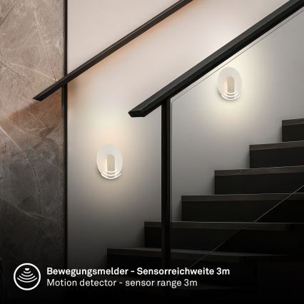 Briloner 3889012 - LED nabíjateľné nástenné svietidlo s pohybovým a súmrakovým senzorom TARO LED/2,5W/5V 1800 mAh matný chróm