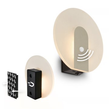 Briloner 3889012 - LED nabíjateľné nástenné svietidlo s pohybovým a súmrakovým senzorom TARO LED/2,5W/5V 1800 mAh matný chróm