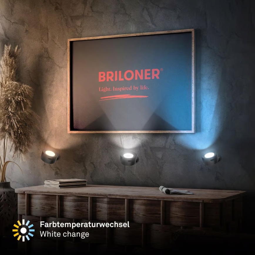 Briloner 3896015 - LED Stmievateľné Dobíjateľné Nástenné Svietidlo TARI LED/1,6W/5V 1500 mAh čierna