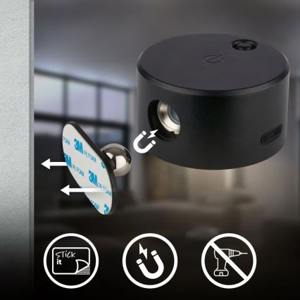 Briloner 3896015 - LED Stmievateľné Dobíjateľné Nástenné Svietidlo TARI LED/1,6W/5V 1500 mAh čierna