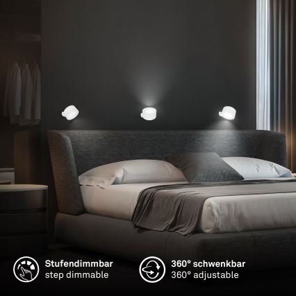 Briloner 3896016 - LED stmievateľné nabíjacie nástenné svietidlo TARI LED/1,6W/5V 1500 mAh biela