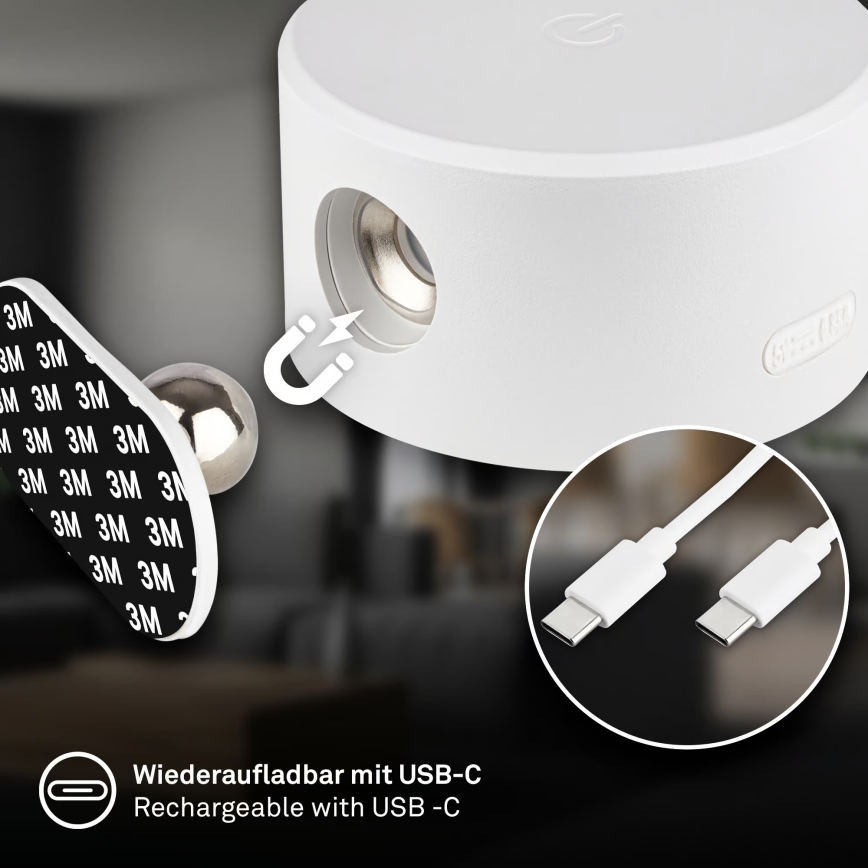 Briloner 3896016 - LED stmievateľné nabíjacie nástenné svietidlo TARI LED/1,6W/5V 1500 mAh biela