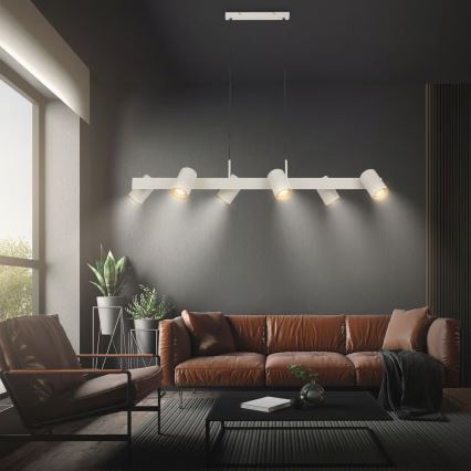 Briloner 4058064 - Závesné svietidlo ERA na lankách 6xGU10/10W/230V krémové