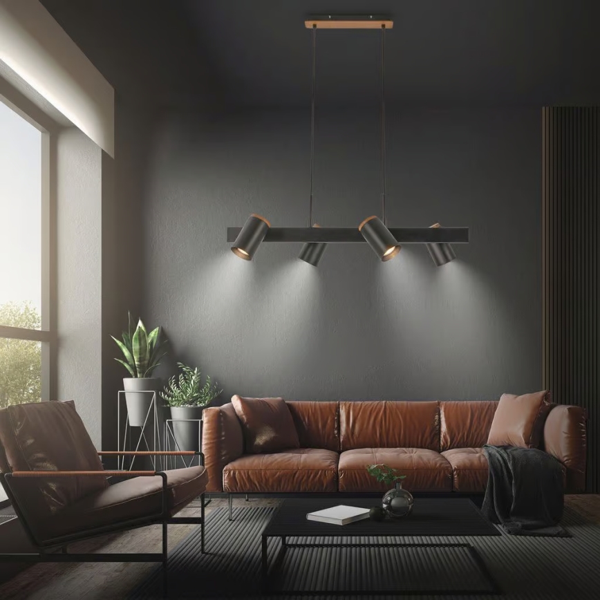 Briloner 4059045 - Závesné svietidlo ERA na lankách 4xGU10/10W/230V čierne