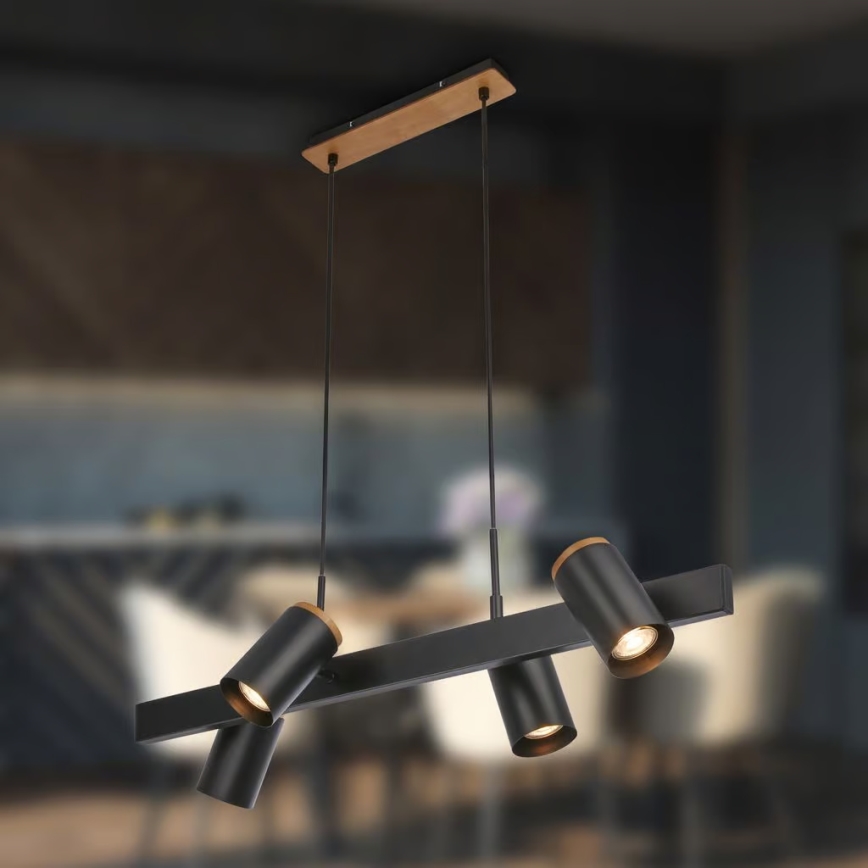 Briloner 4059045 - Závesné svietidlo ERA na lankách 4xGU10/10W/230V čierne