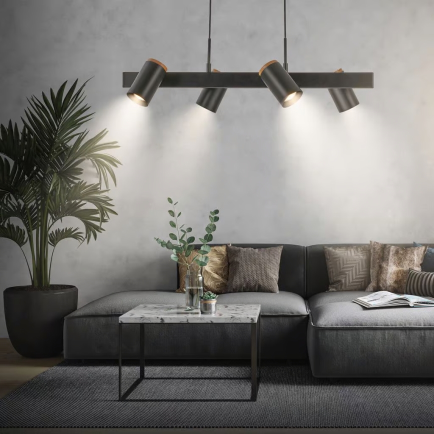 Briloner 4059045 - Závesné svietidlo ERA na lankách 4xGU10/10W/230V čierne