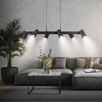 Briloner 4059065 - Závesný luster na lanku ERA 6xGU10/10W/230V čierny