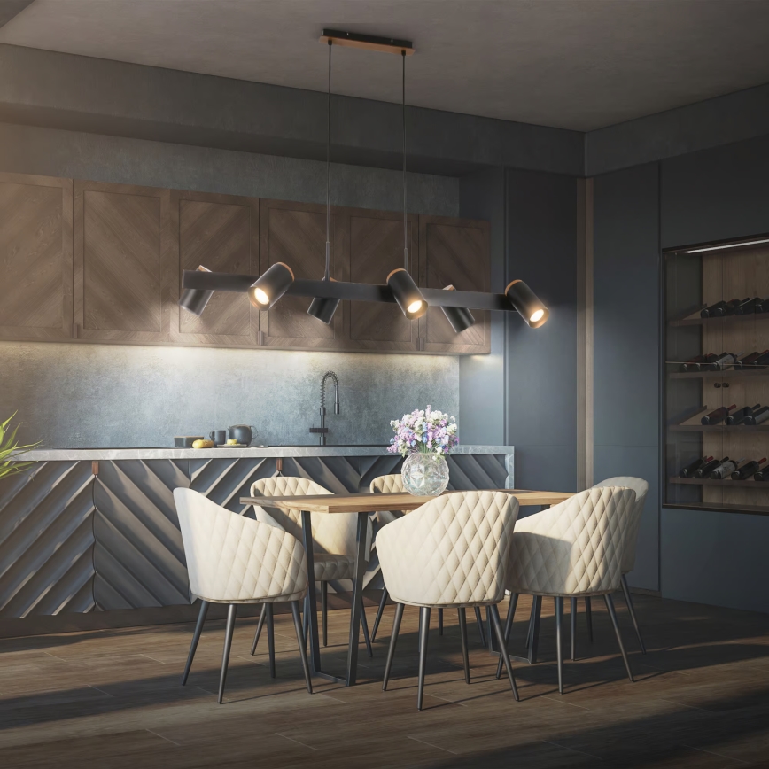 Briloner 4059065 - Závesný luster na lanku ERA 6xGU10/10W/230V čierny