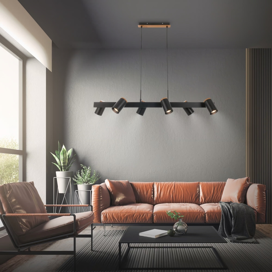 Briloner 4059065 - Závesný luster na lanku ERA 6xGU10/10W/230V čierny