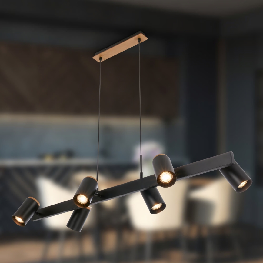 Briloner 4059065 - Závesný luster na lanku ERA 6xGU10/10W/230V čierny