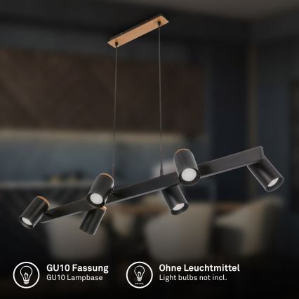 Briloner 4059065 - Závesný luster na lanku ERA 6xGU10/10W/230V čierny